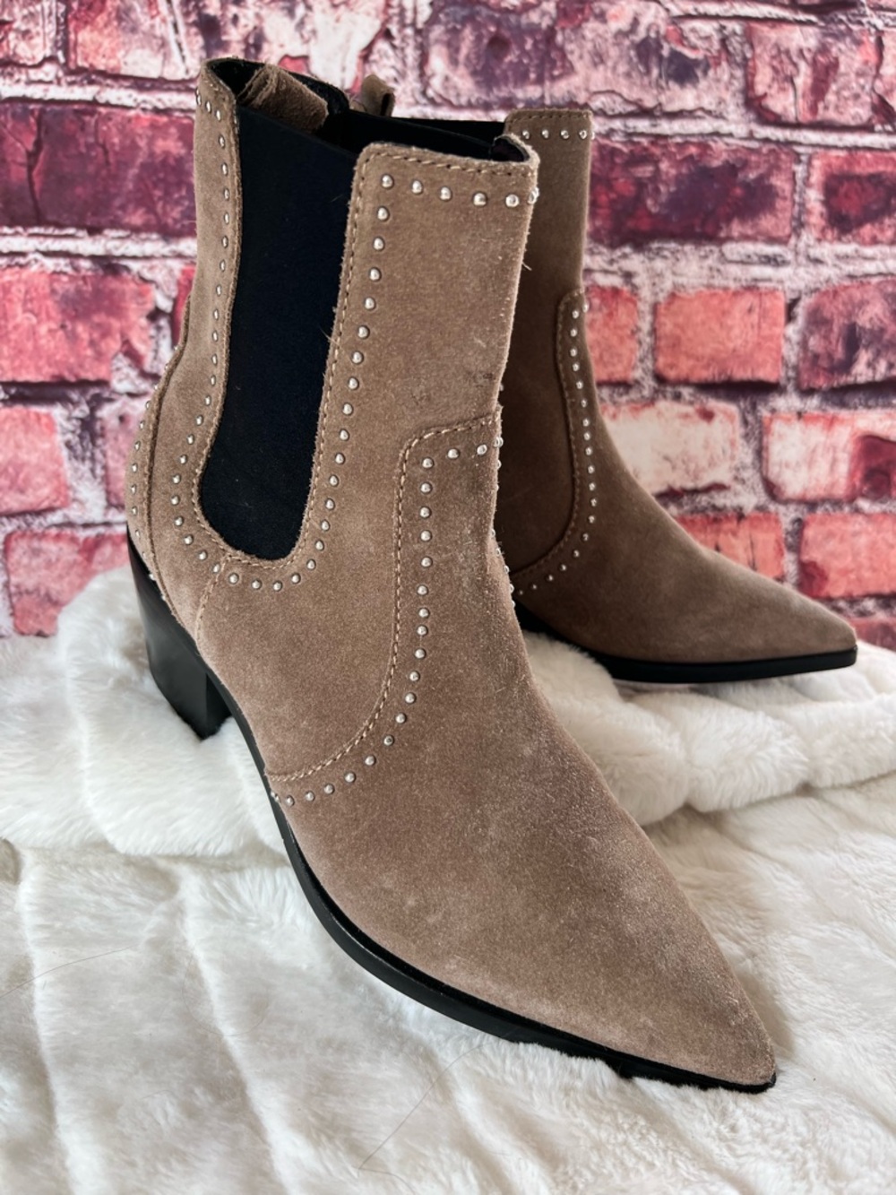 PAIGE Willa Studded Suede Chelsea Boots